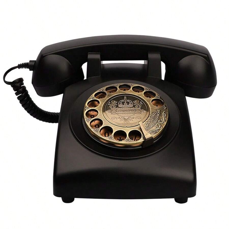 Vintage Rotary Dial Telephone, Mechanical Bell, Old-Fashioned Landline Phone, European Style Home Phone