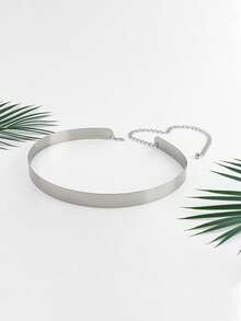 1 pièce Chaîne de taille métallique lisse et réglable pour femmes, accessoire d'extérieur. Convient pour les fêtes, les tenues décontractées, les cadeaux pour les amis, Noël, l'été, l'école, l'automne, Halloween - Argent - Voir 5