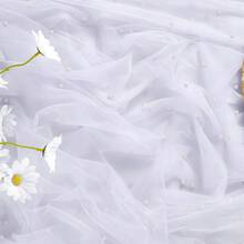 1/2 Pieces Set Sheer White Pearl Transparent Tablecloth, Soft Lace Decor White Lace Fabric Net Tulle, Suitable For Bridal Veil, Tablecloth, Home Decor, Wedding, Valentine's Day, Thanksgiving Decoration - Solid Color - View 8