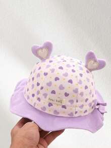 1pc Baby Girls Bucket Hat With Cartoon Heart Print, Suitable For Daily Outfit, Spring/Autumn - Pink - View 9