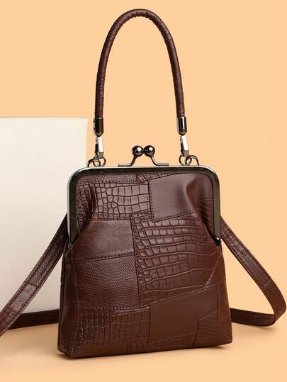 [迷你] 女士纯色 PU 可调节肩带斜挎包