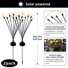 2 Sets, 12/16/20 LED Solar Firefly Lights, Solar Garden Lights With 2 Lighting Modes, Swaying In The Wind, Solar Christmas Outdoor Lights Decor, Outdoor Pathway Solar Lamps, Warm White Light