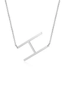 1 件时尚简约优雅淑女风格银色 26 个字母大字母吊坠项链