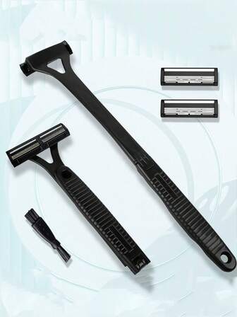 5 件背部剃须刀套装 - 全新可替换刀片手动背部毛发修剪器折叠式脱毛剃须刀，3 层刀片剃须刀