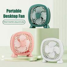 1pc Desktop Small Fan, Desktop Fan. USB Charging In-Line Model, Small And Portable, 4 Fan Blades, Bass Does Not Disturb, Multi-Color Selection. Suitable For Home, Office, Bedroom, Dormitory, Travel, Camping. It Is A Must-Have For Cooling Down In Summer. - Multicolor - View 1