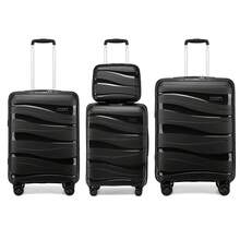 4-Piece Suitcase Set 14/20/24/28 Inches, Cosmetic Case, Hand Luggage & Check-In Suitcase Made Of PP With TSA Lock, 4 Wheels, Lightweight, Quiet, Hard Shell, Ideal For Travel, Vacation, Study, Dorm Life And As A Gift For Men And Women - 黑色 - 查看 11