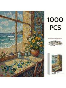 1000/500/300 قطعة لغز كبار السن، منظر ساحلي أزهار، يحسن المزاج والذاكرة، يعزز التفكير والمهارة اليدوية، مناسب لليالي الألعاب، لغز صعب - متعدد الألوان - مشاهدة 10