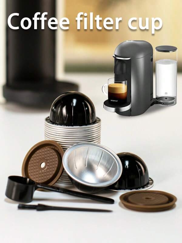 300 Reusable Black Aluminum Coffee Capsule Filter Shell With Silicone Lid