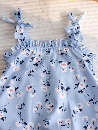 2件套新生女宝宝时尚可爱碎花连体衣+帽子，夏季