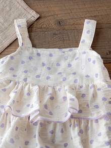 2pcs Set Newborn Baby Girl Cute Fashionable Heart Print Sleeveless Bodysuit And Hat, Summer