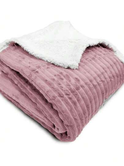 Manta Canelada Casal Com Sherpa Extra Macia 220x180cm