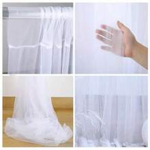 2 Pieces / 1-Piece White Transparent Chiffon Fabric Curtains 5.21 Feet X 9.93 Feet - Lightweight Polyester With Transparent Background, Suitable For Weddings, Birthdays, Photo Backgrounds, Parties And Event Decorations, Especially For Thanksgiving