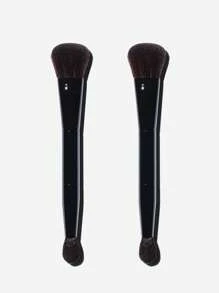 1 Stück Doppelendiger schwarzer Foundation- und Konturpinsel, multifunktionales professionelles Kosmetikwerkzeug