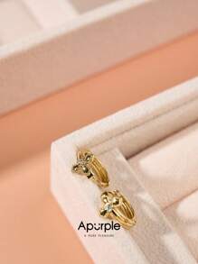 Apurple Pendientes tipo botón con cruz y círculo de circonita, joyería elegante y versátil con estilo retro para mujeres