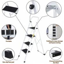 2/3/4/5 Step Ladder Step Stool Steel Folding Wide Anti-Slip Ladder Lightweight