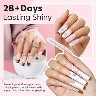 8st/set 20ml Poly Extension Gel Set Nail Art Polygels Kit Klarvit Nagel UV Gel Tip Form Akryl Nagelgel Skivborstesats med 20st Nagelförlängningsformar