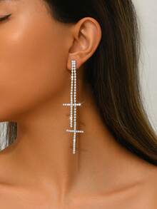 一对欧美风十字流苏耳环，新款中国风流苏高端耳环 - Y0200 - 查看 2