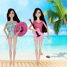 40pcs Random Doll Clothing Accessories Kit, Including Bikini, Shoes, Skateboard, Guitar, Swimming Ring, Hangers, Bags For 11.5 Inch/30cm Female Doll Play And Dress Up