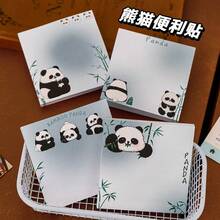 50pcs/Book Cute Panda Cartoon Sticky Notes, Decorative Reusable Memo Pad, 1 Book/2 Books Set,School Supplies,Back To School - Multicolor - View 12