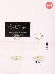 5pcs/10pcs Mini Table Number Holders, Gold Round Menu Card Clip, Great For Weddings, Birthdays, Anniversaries, Parties, Table Place Cards, Wire Picture Frames, Desk Photo Holder, Table Decorations, Back To School Valentine Day