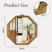 Octagonal Mirror Wooden Frame Wall Mirror Bohemian Style Decorative Wall Mirror With Farmhouse Decorative Mirror Suitable For Bedroom Living Room Entrance