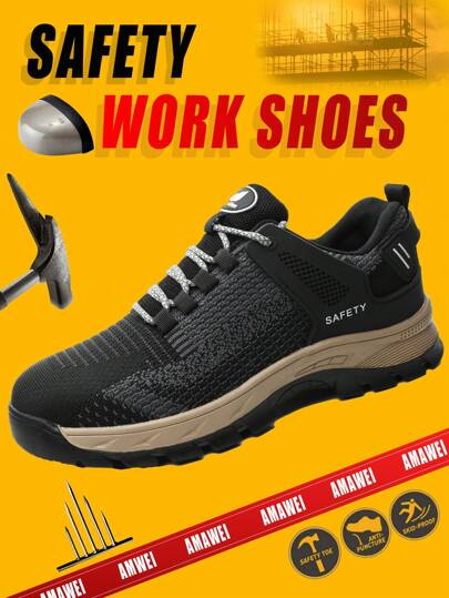 1 Pair Summer Steel Toe Shoes Safety Shoes,Lightweight And Comfortable Non-Slip Wear-Resistant Fashion Safety Sneakers,Anti-Puncture Anti-Smash Work Shoes,Construction Site,Gardening,Warehouse,Daily Repairs Work Trainer Safety Trainer Work Sneakers