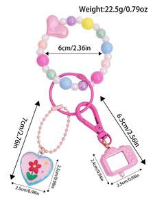 1pc Cartoon Gamepad Beaded Bracelet, Keychain, Bag Charm Accessory, Gifts For Girls Or Friends - Multicolor - View 2