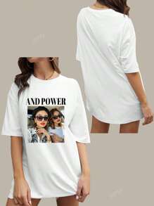Customizable Photo And Text Printing, Personalized Selfie/Lover/Family/Friend/Pet Photos And Blessing Print, Valentine's Day/Birthday/New Year/Party Anniversary Pattern Customization, Black Tops Best Friend Gift, Ornamental, Dawg, Unique, Custom, Ideal Gifts For Her, Family, Friends, Pink Girls, For Holiday, For Vacation, For Anniversaries, Women Summer Clothes, Women Summer Clothes