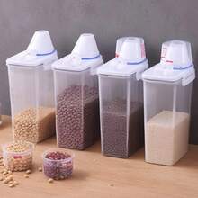 Pote Hermético Com Medidor Organizador De Alimentos Mantimentos Arroz 2L - Transparente - Visão 2