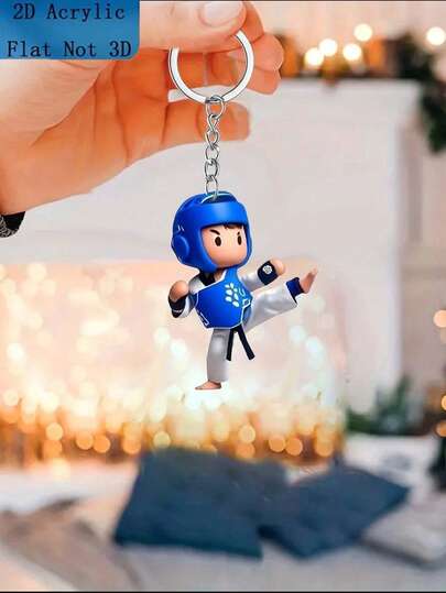 1 Taekwondo Boy, 2D Acrylic Pendant. Sports Style Pattern Very Cool Design, It Can Be Used As A Multi-Functional Keychain, Decorative Gift Accessories, Indoor Hanging Decoration And DIY Backpack Pendant, Perfect Gift, No Battery Required School Car Accessories Cute Goth Y2k Bag Accessories Lanyards With Id Holder Car Accessories Bag Charms