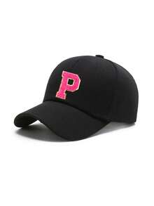 1 pièce Casquette de baseball réglable avec lettres de l'alphabet brodées pour enfants, chapeau de soleil décontracté unisexe, blanc os, pour les 8-16 ans - Noir - Voir 39