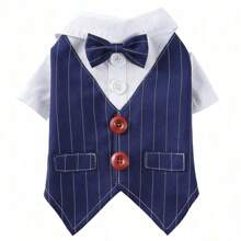 1pc Striped Dog Tailcoat Formal Shirt, Suitable For Weddings, Parties, Birthdays, Halloween Pet Costumes, Role-Playing Costumes