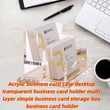 1pc Acrylic Business Card Holder, Multi-Layer Transparent Desk Name Card Display Organizer - Multicolor - View 3