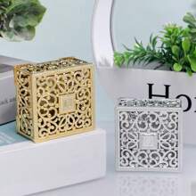 12 cajas cuadradas huecas doradas de caramelos, cajas de almacenamiento, cajas para caramelos de boda con recuerdos, adecuadas para bodas, San Valentín, reuniones festivas, artículos para fiestas