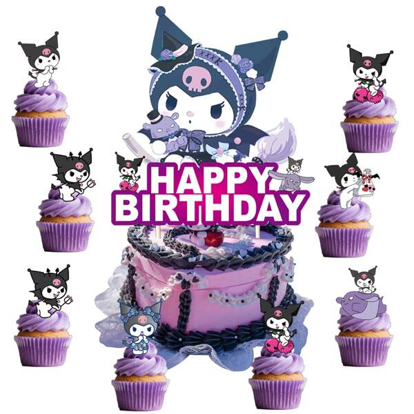 Sanrio 25pcs Sanrio Kuromi Cake Topper,Cupcake Toppers, Kuromi Birthday Decorations,Kuromi Theme Party Supplies, Kuromi Cake Decorations