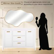 Irregular Wall Mirror Aluminum Alloy Frame Asymmetric Mirror Suspension Mirror Bedroom Dressing Room Cloakroom Living Room Bathroom Home Decor Back To School Room Decor School Supplies