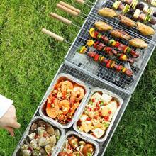 Charcoal Grills, Folding Barbecue Grill, Portable Grill With Reinforced Support Frame, Small Grill As Barbecue Accessories, Stainless Steel Table Grill For Cooking Folding Charcoal BBQ Grill, Portable Camping Grill, Compact Campfire Charcoal Gas BBQ Grill Rack