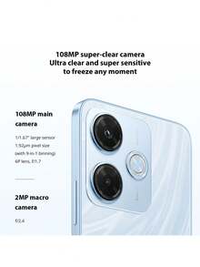 Xiaomi Redmi 13x 智能手机 8GB+256GB 全球版 Helio G91 Ultra 处理器 6.79 英寸 FHD+ 点阵屏 最高 90Hz 刷新率 108MP 超清主摄像头 5030mAh (典型值) 电池 支持 33W 快充 3.5mm 耳机孔 小米 HyperOS 系统，送给孩子和父母的圣诞礼物 - 黑色 - 查看 4