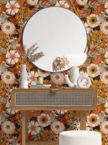 Daisy Flower Wall Mural Self Adhesive Removable Wallpaper Wildflower White/Orange/Yellow Floral With Butterflies Room Peel And Stick Wallpaper Wall Paper Wall Stickers Room Decor Wall Decor Wall Sticker