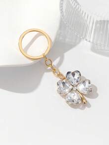 1 件时尚奢华四叶草形钥匙扣吊坠，饰有水钻和玻璃，适合女性作为日常配饰或学校礼物背包水钻汽车配件可爱哥特 Y2k - 彩色 - 查看 7