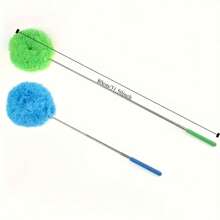 1 Pc Microfiber Ceiling Fan Duster - Extends Up To 12 Feet, Blue/Green/Orange/Fuchsia, Long Handle, Dust Lock, Reusable, Machine Washable Cleaning Brush, Professional High Altitude Dusting Tool, Suitable For Home Use