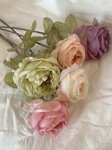 1/3pcs 19.7inch Long Stem Rose Artificial Flower, Burnt Rose, For DIY Flower Wall, Scene Layout, Living Room And Bedroom Vase Floral Art, Wedding, Party, Garden Decoration, Table Centerpiece, Home Decor,Room Decor,Bedroom Decor,Mother's Day Gifts, Birthday, Graduation Decoration, Back To School Season