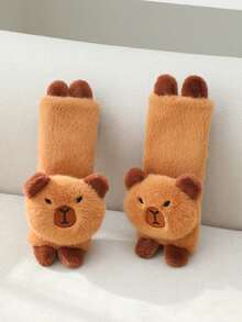 水豚汽车头枕安全带套可爱毛绒水豚安全安全带肩套汽车座椅配件