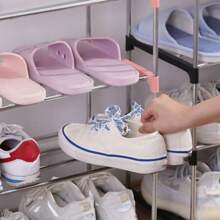 4-Tier Simple Pink Shoe Rack For Home Storage