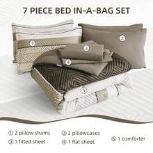 Brown Queen King Size Comforter Set 7 Piece Bed In A Bag, Floral Printed On Brown Comforter Set With Sheets For Home Decro Bedroom, Soft Microfiber Complete Bedding Set,Wedding Items,Valentines Day Home Bed Room Decor,Mothers Day Gift,All Season - Brown - View 8