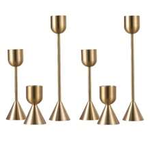 3/6pcs Gold Taper Candlestick Holders, Brass Gold Candle Holders, U-Shaped Candle Holders, Vintage Dining Table & Fireplace Decor, Minimalist Decorative Center, Candle Stands For Celebration, Dining, Wedding, Party, Elegant Home Decoration