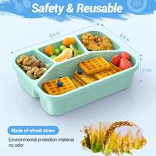 4 teilige Bento Box, 4 teiliger Mahlzeiten Vorbereitungscontainer, Kinder Lunchbox, wiederverwendbarer Kunststoff Lebensmittelaufbewahrungsbehälter frei von Bisphenol A - stapelbar, geeignet für Schule, Unternehmen, Arbeit und Reisen
