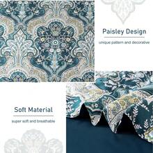 7 Pieces Paisley Comforter Set Queen King Bed In A Bag Comforter, Peacock Blue Boho Paisley Pattern Bedding Soft Microfiber Queen Size Comforter With Sheet & Pillowcase,Soft And Comfortable Summer Bedding Set Bed In A Bag For All Seasons, Includes Comforter, Flat Sheet, Fitted Sheet, Pillowcases, Ideal Gift. - Màu xanh của chim công - Xem 4