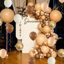 20pcs/40pcs 10-Inch Brown And Gold Retro Cream-Colored Balloons, Beige Balloons, Neutral Ivory Balloons, Metallic Gold Balloons For Birthday, Baby Shower, Boho Jungle, Wedding Decoration