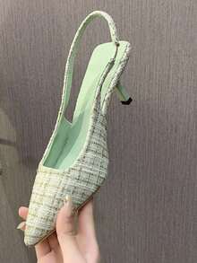 New Summer Stiletto Heel Pointed Toe Closed Toe Sandals - Green - View 3